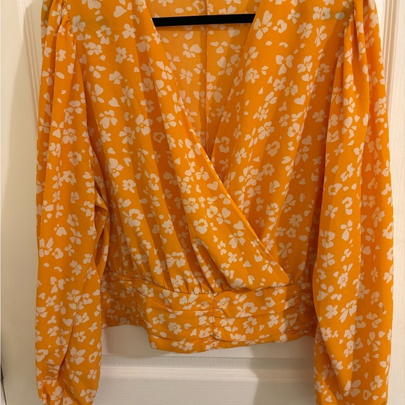 Lane Bryant Tops - Lane Bryant Yellow Floral Wrap Blouse